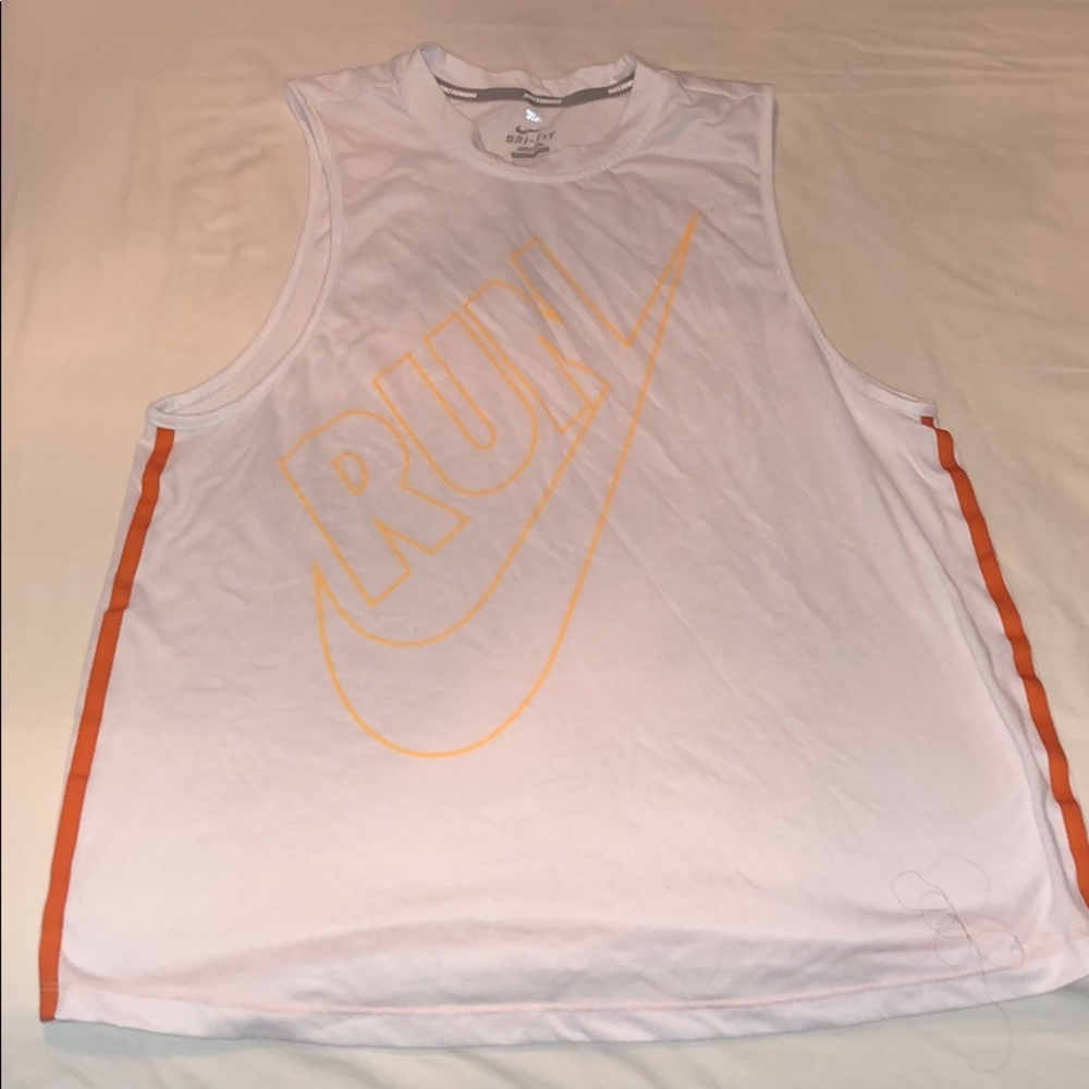 Nike Dri-Fit White And Orange Run Top